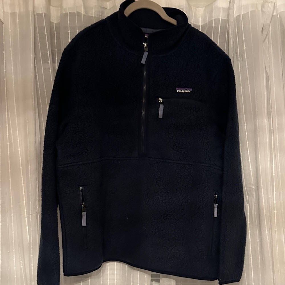 Patagonia Navy Sherpa Zip-Up Sweater